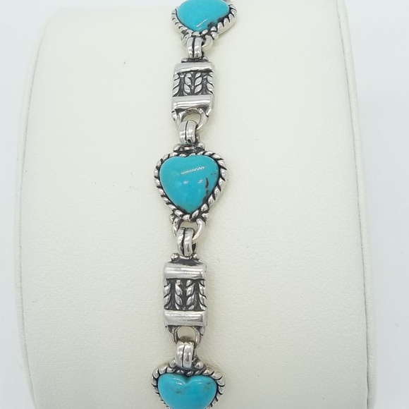 Quoc Turquoise Jewelry - Sterling Turquoise Heart Bracelet